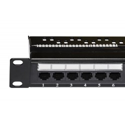 PANNELLO PATCH 19  NON SCHERMATO UTP 24 24 PORTE 8 POLI RJ45 PER RETI CAT 6 NERO