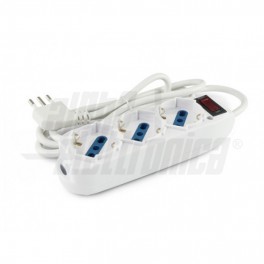 MULTIPRESA SP 10A A 3BP 10/16A  INT  Multipresa con 3 prese universali e spina 10A   con interruttore e protezione sovraccarico 