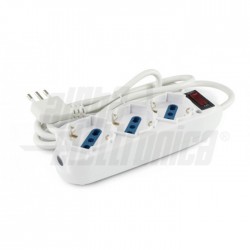 MULTIPRESA SP 10A A 3BP 10/16A  INT  Multipresa con 3 prese universali e spina 10A   con interruttore e protezione sovraccarico 
