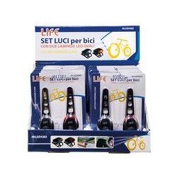 TORCIA BICI SET LUCI PER BICI, CON DUE LAMPADE OVALI, BIANCA E ROSSA, CON FUNZIONE FLASH, BLISTER, 12PCS/KIT