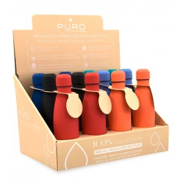 Puro Kit 12 pz Bottiglia ICON in acciaio soft touch doppio strato 500ml mix colori