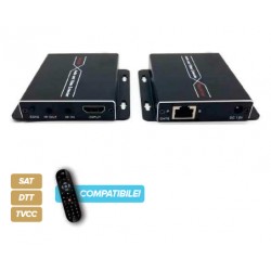ESTENSORE HDMI RJ45 CAT 6 60mt+IR+LOOP Coppia estensori HDMI su UTP singolo cavo portata 50mt  con trasmissione, IR Telecomando 