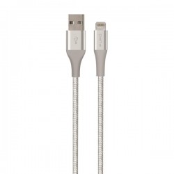 Puro Cavo in Tessuto con Kevlar  Fabric K2  da USB A a Lightning 2 0, 2 4A, 480MBps, 1 2m Silver