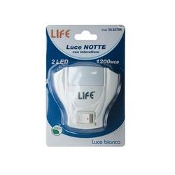LUCE NOTTE 2 LED CON INTERRUTT LUCE NOTTE 2 LED 0 5W 1200MCD LUCE BIANCA, CON INTERRUTTORE E SPINA VERTICALE, LIFE