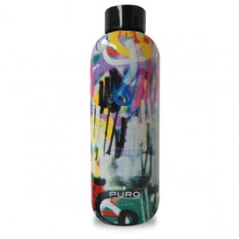 Puro Bottiglia in acciaio doppio strato  StreetArt   Graffiti  con trattamento lucido 500ml