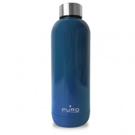 Puro Bottiglia in acciaio doppio strato con trattamento lucido 500ml Blu Scuro