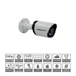 Telecamera ip 2mp bullet BIANCA  3,6mm Telecamera ip 2mp bullet ir d/n, lente fissa da 3 6 mm, sensore cmos 1/2 9  sony exmor im