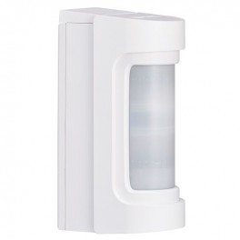 Rivelatore doppio PIR+MW da esterno a basso assorbimento, 12m 90°,con antimascheramento, corpo bianco con coperchio bianco