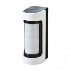 Rivelatore doppio PIR da esterno a basso assorbimento, 12m 90°,con antimascheramento, corpo nero con coperchio bianco