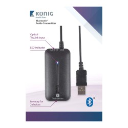 TRASMETTITORE AUDIO BT  INGRESSO  OTTICO Collega questo trasmettitore audio König al tuo impianto audio o al TV e riproduci la m