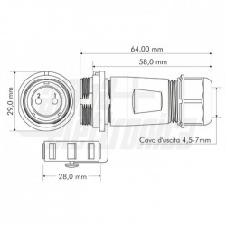 CONNETTORE CIRC IP68 SP21 FEMM 
