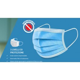 MASCHERINA PROTETTIVA CHIRURGICA 3 STRATI FLITRANTE ANTI BATTERICA