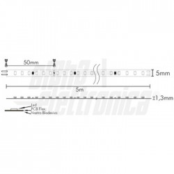 N LED 5m 120L/m 3528 24V 96W/m BC IP20 Striscia Led 120 Led/ m 3528   24V   9,6W/m  Bianco caldo 3000K   nastro 5 mm