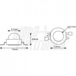LED POWER 1W 350MA 6000K Led di potenza 1W 350mA   Bianco freddo