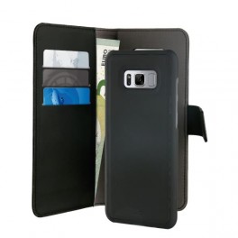 Puro Cust EcopelleGalaxy S8 Plus 6 2 Flip Oriz +Cover Magnet  Staccabile+3 Vani+Tasca Banconote Nero