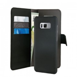 Puro Cust EcopelleGalaxy S8 Plus 6 2 Flip Oriz +Cover Magnet  Staccabile+3 Vani+Tasca Banconote Nero
