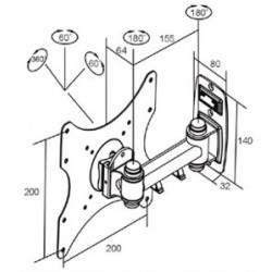 PORTA TV LCD DA 17 a 37 A PARETE 2 SNODI