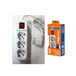 MULTIPRESE CON CAVO E INTERRUTTORE LUMIN Italiana 16A 3 MultistandardTedesca/Bipasso