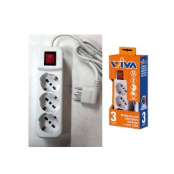 MULTIPRESE CON CAVO E INTERRUTTORE LUMIN Italiana 16A 3 MultistandardTedesca/Bipasso