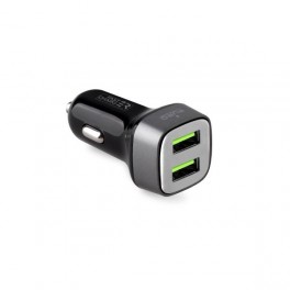 Puro Fast Charger Mini Carica Batteria Da Auto 4 8 A con 2 porte Usb Quadrato Compact Nero