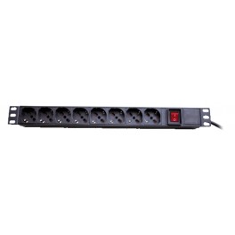 MULTIPRESA RACK 8P SCHUKO CAVO 2M  CON TASTO ON/OFF GBC