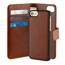 CUST BOOK IPHONE 6/6S/7 MARRONE/MARRONE 3 VANI CARTA + 1 TASCA       VERA PELLE