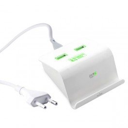 Puro Stazione di Ricarica Fast Charger Universale, 2 USB Output 4 8A Bianco