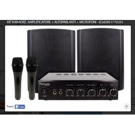 KIT KARAOKE: AMPLIFICATORE + ALTOPARLANI Sistema completo per karaoke amatoriale composto da amplificatore stereo con potenza di