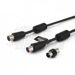 CAVO SPINA PRESA TV 2METRI CON ADATTAT  Cavo da spina TV Coax Ø9,5mm a presa TV Coax Ø9,5mm   Completamente schermato   Con adat