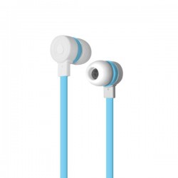 Puro Auricolare Stereo  Flag  con Microfono e Tasto Risp Cavo Piatto Bianco / Blue